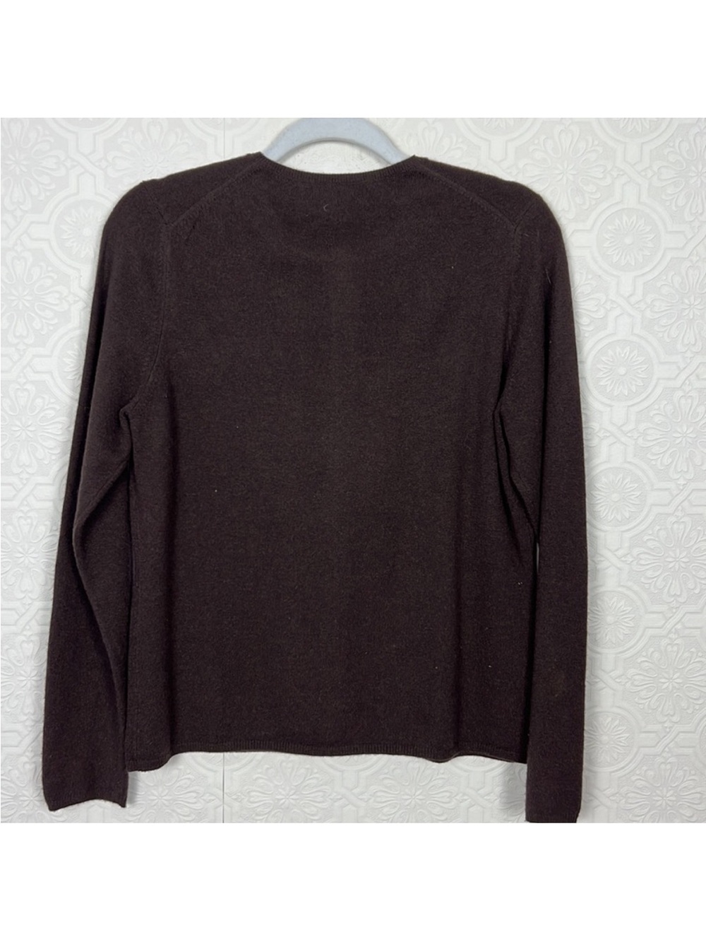 Charter Club 100% Cashmere Dark Brown Cardigan Quiet Luxury Minimalist Large - Picture 4 of 5